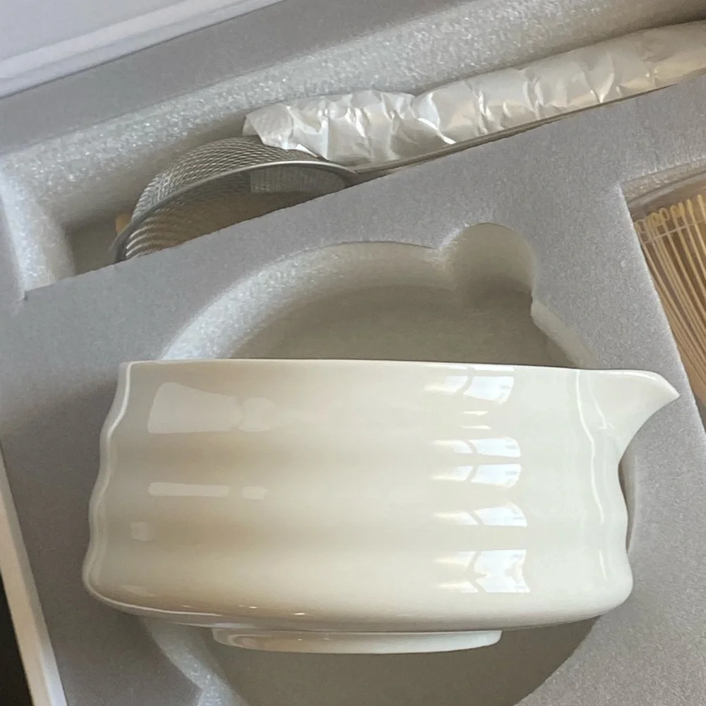 6 Pieces Green Matcha Kit for Matcha Lover Tea Ceremony White Ceramic Bamboo